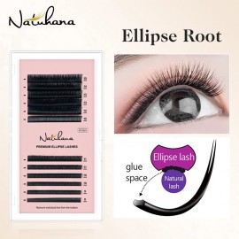 NATUHANA 8~15 Mix Ellipse Flat Eyelashes Extensions Matte