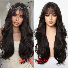 copy of Heat-Resistant Synthetic Wig, Medium Long Hair With Bangs, Model SWLC1360-1RG14-H11073A