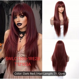 copy of Heat-Resistant Synthetic Wig, Medium Long Hair With Bangs, Model SWLC1360-1RG14-H11073A