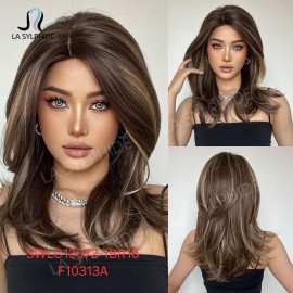 copy of Heat-Resistant Synthetic Wig, Medium Long Hair With Bangs, Model SWLC1360-1RG14-H11073A