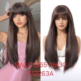 copy of Heat-Resistant Synthetic Wig, Medium Long Hair With Bangs, Model SWLC1360-1RG14-H11073A