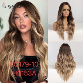 copy of Heat-Resistant Synthetic Wig, Medium Long Hair With Bangs, Model SWLC1360-1RG14-H11073A