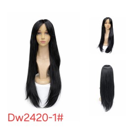 شعر مستعار صناعي مقاوم للحرارة، طويل مع غرة، موديل DW2420-1